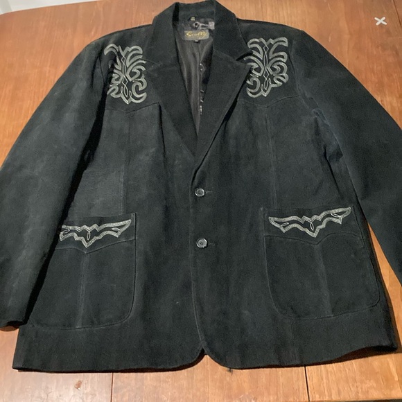 Scully western black suede blazer jacket 48